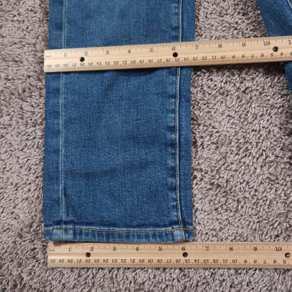 Pilcro Anthropologie Slim Boyfriend Jeans 27 Patterned Knee Patches FLAW - Picture 9 of 16